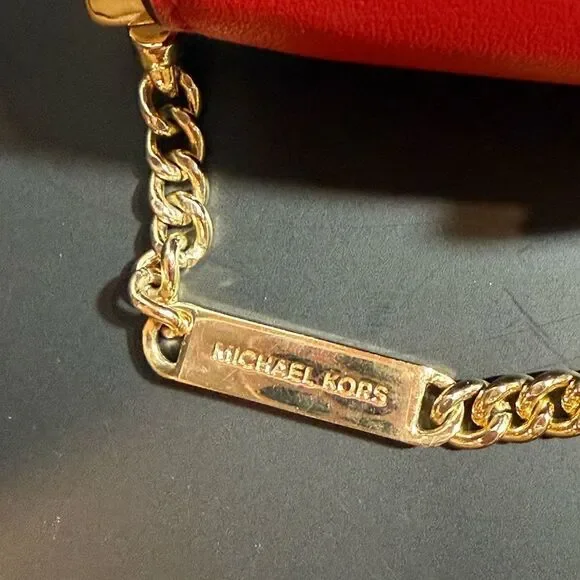 Michael Kors red leather cross body with gold tone hardware - Picture 12 of 13